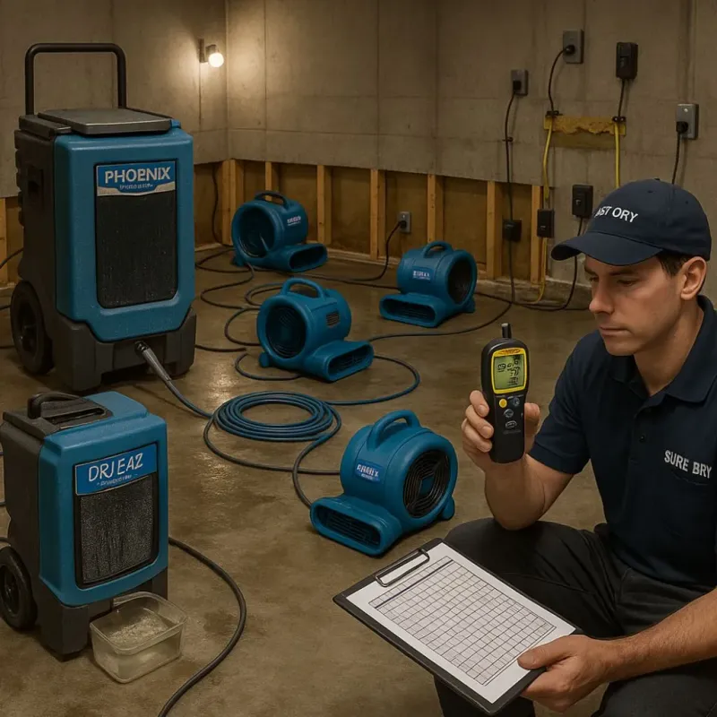 Structural Drying and Dehumidification process in Shavano Park, TX